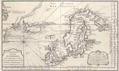 Mapa del Océano Atlántico Norte, con el Mar del Norte de Jacques Nicolas Bellin